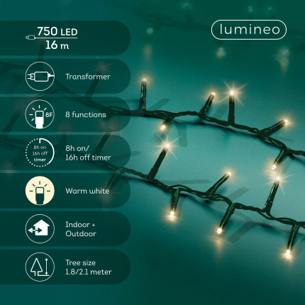 Luci per albero di natale flash 1600cm con filo verde
