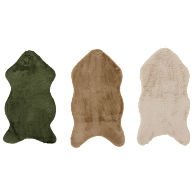 Tappetto in Pelliccia Verde Scuro e Beige 2