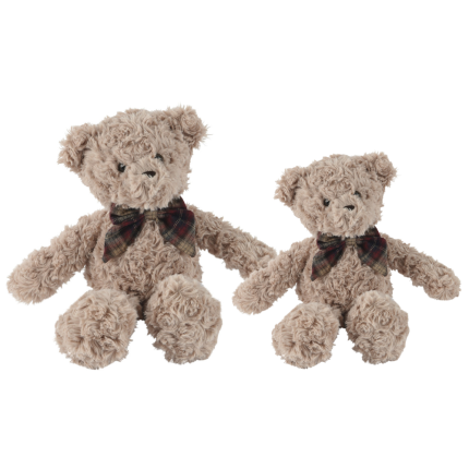 Orsetto Peluche Con Fiocco Scozzese Marrone