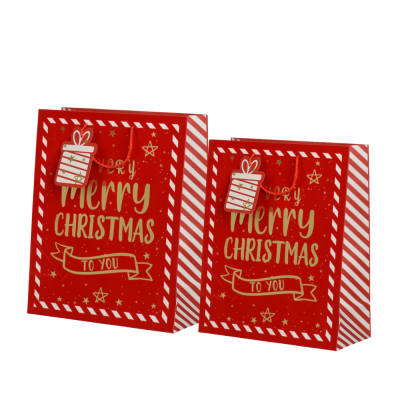 Sacchetto In Carta Merry Christmas Rosso