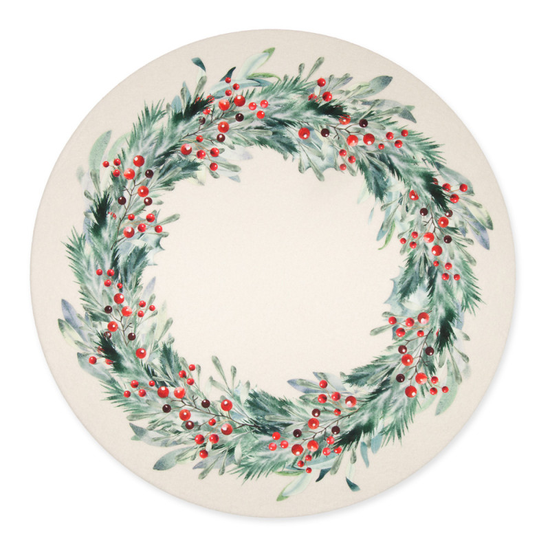 Tovaglietta Tonda Ghirlanda In Feltro 40cm (4 Pezzi)