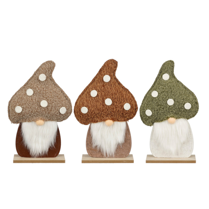 Decoro Autunnale Gnomo Con Base In Legno FSC