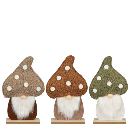Decoro Autunnale Gnomo Con Base In Legno FSC