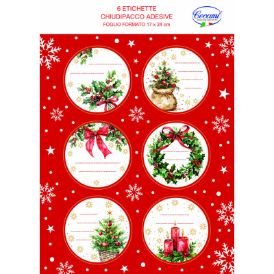 Etichette Tonde Natale (6 Pezzi)