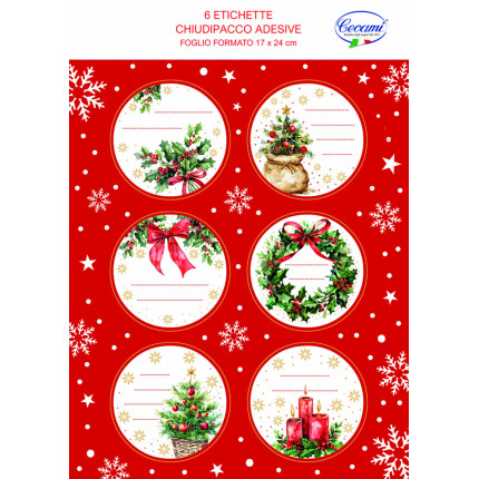 Etichette Tonde Natale (6 Pezzi)