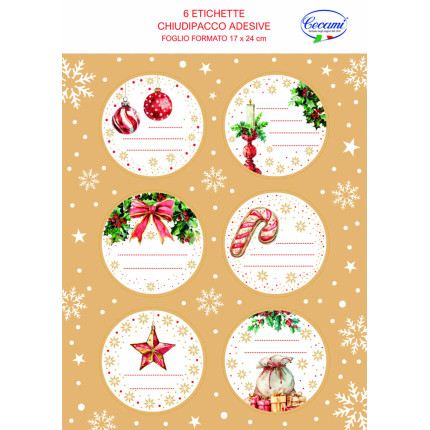 Etichette Tonde Natale (6 Pezzi)