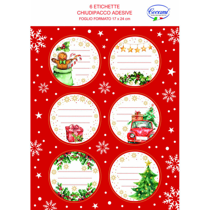 Etichette Tonde Natale (6 Pezzi)
