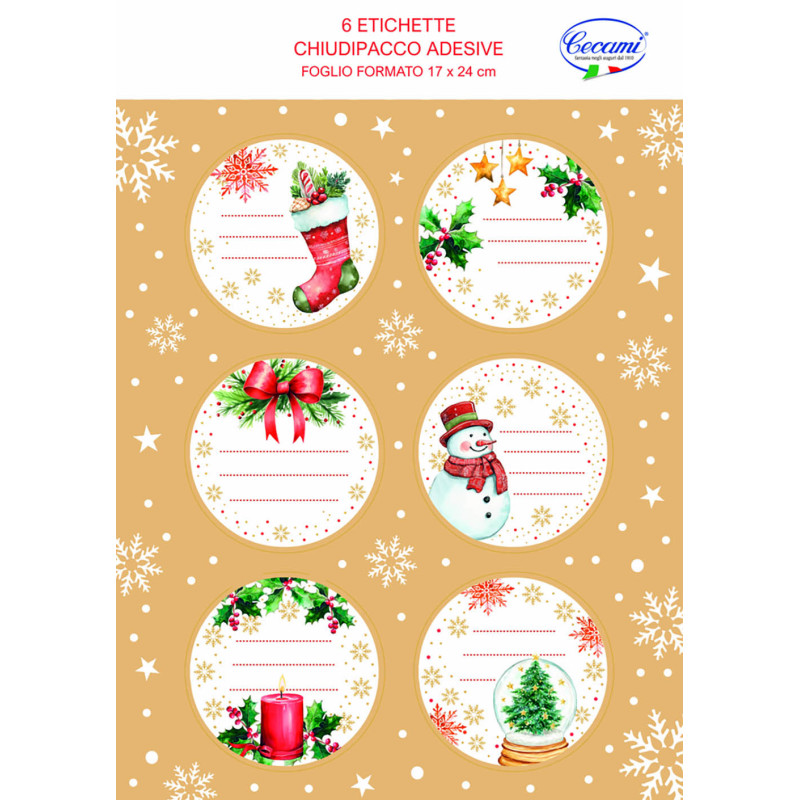 Etichette Tonde Natale (6 Pezzi)