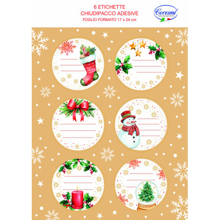 Etichette Tonde Natale (6 Pezzi)